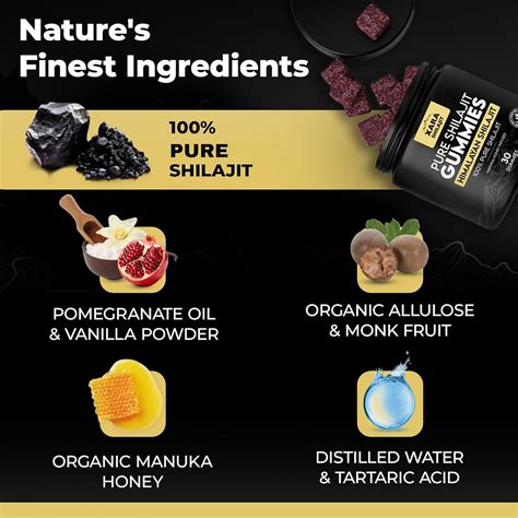 Gomas de Shilajit Puro do Himalaia para Homens, Xara Shilajit Gummies com 85+ Minerais Traços e ...
