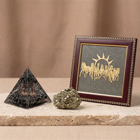 7 Horses Pyrite Frame for Wealth and Success with Pyrite Pyramid combo ...