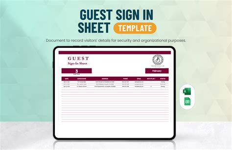 Guest Attendance Sign in Sheet Template in Excel, Google Sheets to ...