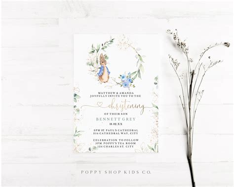 Buy Christening Invitation Peter Rabbit INSTANT DOWNLOAD / Online in ...