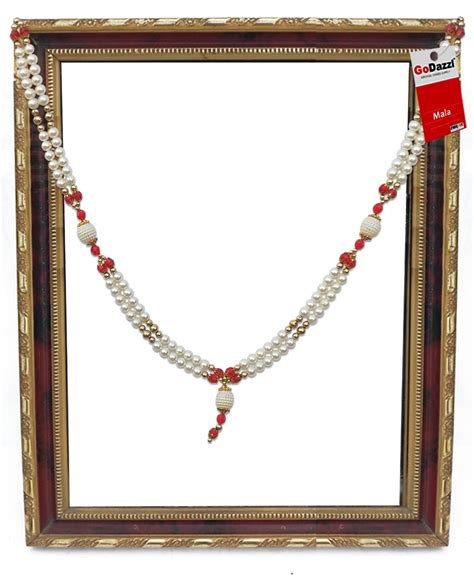 GoDazzl Artificial 2 Layer Pearl Mala for Photo Frame, Garland Maala ...