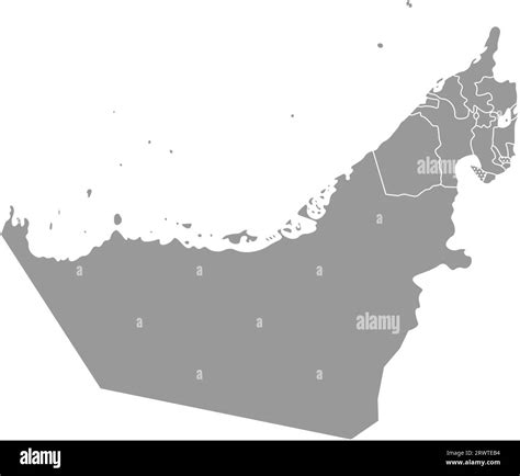 Vector isolated simplified illustration with grey silhouette mainland of United Arab Emirates ...