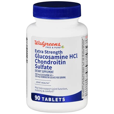Walgreens Free & Pure Glucosamine HCl Chondroitin Sulfate Tablets Extra ...
