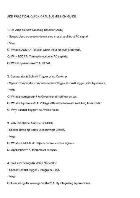 ADE Practical Guide: Oral Submission for ZCD, Comparators & Filters ...
