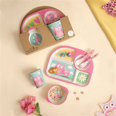 Observant Owl Bamboo Kids Dinner /Feeding Set of 5 – The Bamboo Co