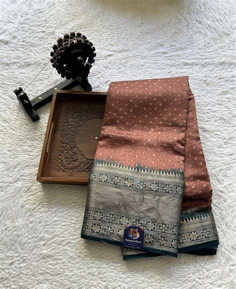 Pure Bandhani Saree Rust Colored with a Teal Blue Zari Border ...