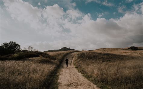 Download wallpaper 3840x2400 path, grass, man, walk, clouds 4k ultra hd ...