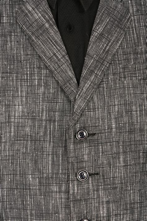 Wintage Men's Linen Notched Lapel Black Vest&Trouser Set