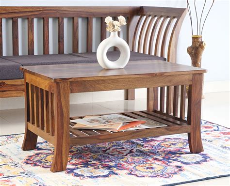 SANPNEET Solid sheesham Wood Coffee Table for Living Room Bedroom ...