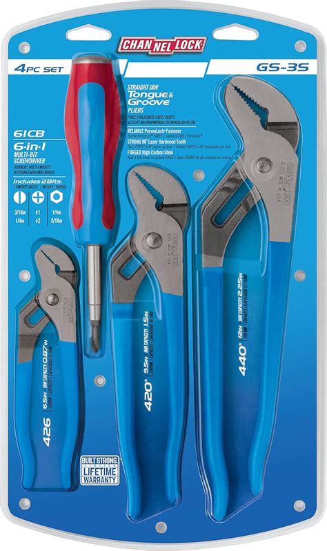 Buy Channellock GS-3S 3 Piece Straight Jaw Tongue and Groove Pliers Set ...