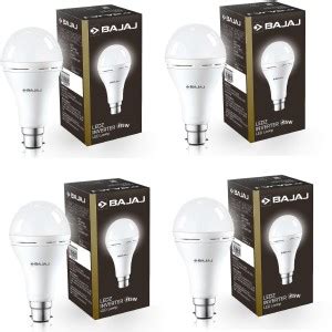 BAJAJ 15W B22 WHITE INVERTER LED BULB PACK OF-04 4 hrs Bulb Emergency ...