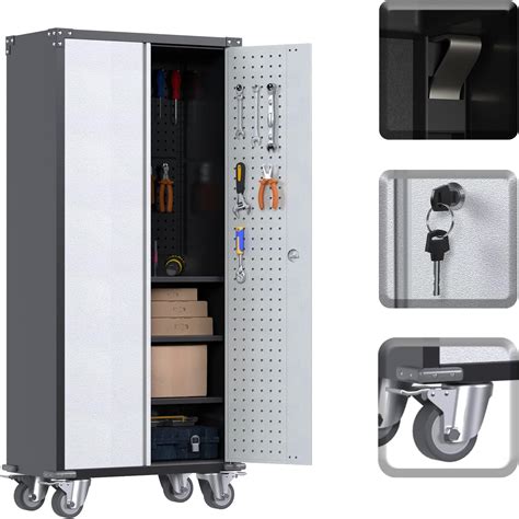 Buy SUXXAN Metal Storage Cabinet with Wheels, Rolling Tool Chest with 4 ...