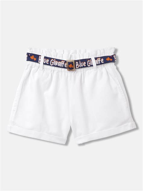 Shop Blue Giraffe Girls White Solid Regular Fit Shorts Online – Iconic ...