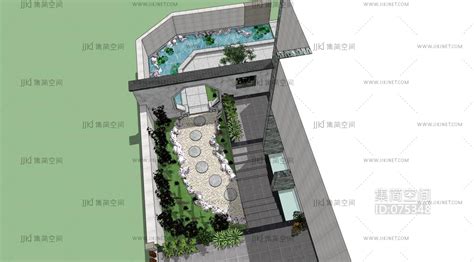 福州景观园林，露台，流水，绿植 su草图模型下载-【集简空间】「每日更新」