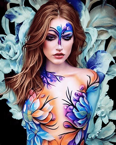Beautiful Woman with Body Paint Art by · Creative Fabrica