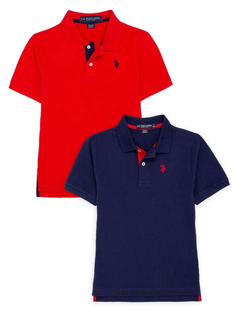 U.S. Polo Assn. Boys Pique Polo Shirt, 2-Pack, Sizes 4-18 - Walmart.com