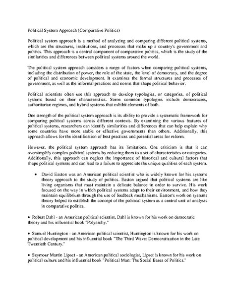 Political System Approach - This approach is a central component of ...