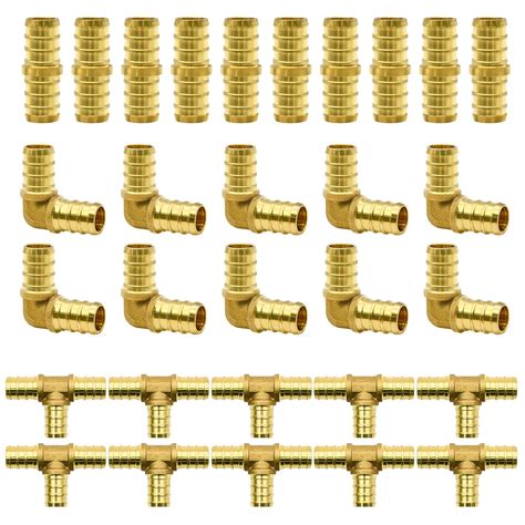 Buy 30pcs Half Inch Brass PEX Fittings 10 Each Elbow TEE Coupler Lead ...