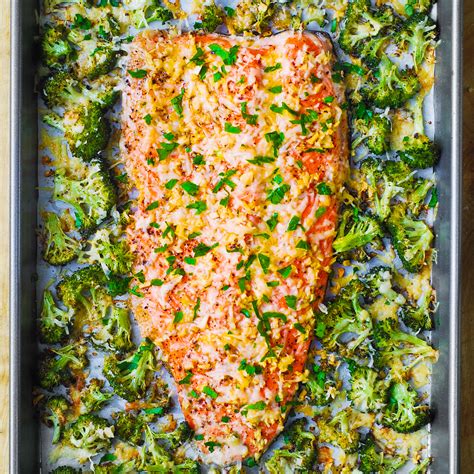 Sheet Pan Salmon and Broccoli with Garlic and Parmesan - Julia's Album