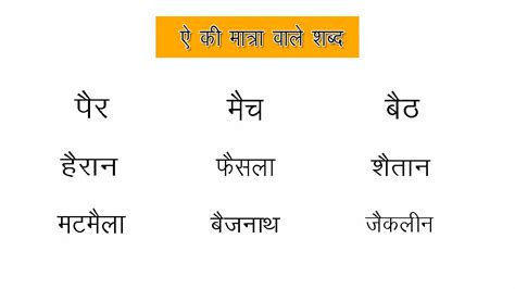 171+ ऐ की मात्रा वाले शब्द एवं वाक्य | Ai Ki Matra Wale Shabd