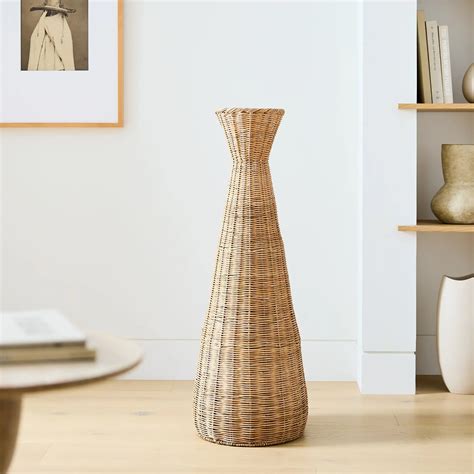 Woven Wicker Floor Vases - Natural Rattan Decor Solutions