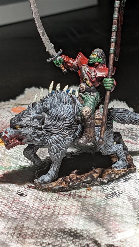 Painted my first couple minis recently. Orc on Direwolf from WizKids ...