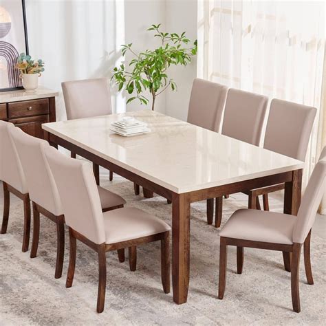 Buy Giza Composite Marble Top 8-Seater Dining Table - Beige from Home ...