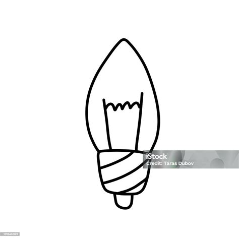 Light Bulb Doodle Electric Device Black And White Hand Drawn ...
