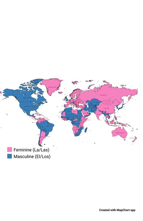 Gender of countries in Peninsular Spanish : r/MapPorn