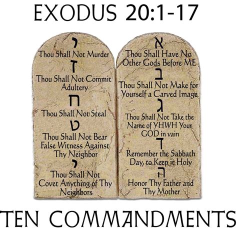 Exodus 20:1-17 the 10 Commandments Bible Scripture - Gods Laws Graphic ...
