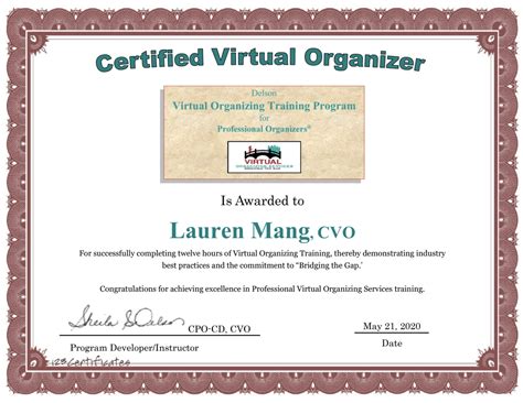 Certified Virtual Organizer Certificate | Let Me Organize It
