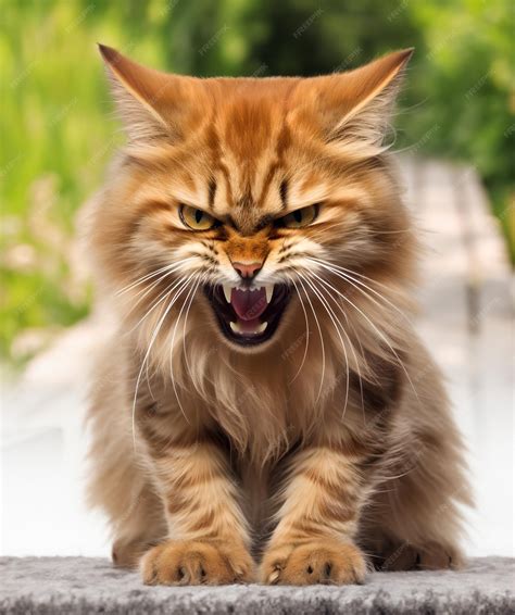 Premium AI Image | Angry street cat hissing
