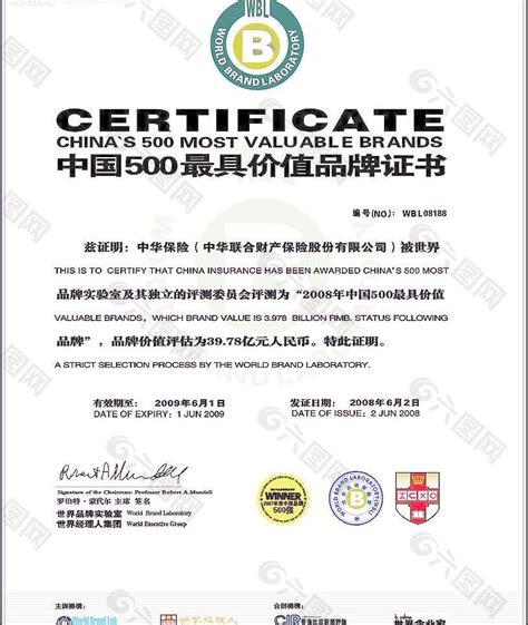 中国500强最具价值品牌证书平面广告素材免费下载(图片编号:2167616)-六图网