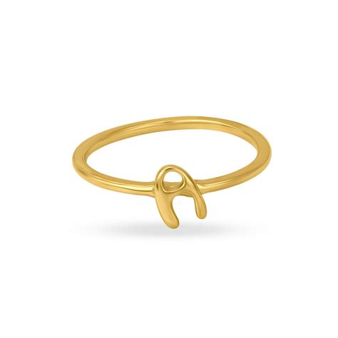 Letter A 14 KT Yellow Gold Initial Ring