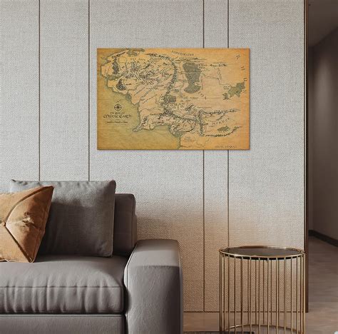 Buy GUTTATY Middle Earth Map Canvas Wall Art Movie Map HD Print - Retro ...
