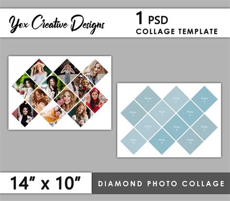 Photo Collage Template in Diamond Shape 14 X 10 Diamond - Etsy India