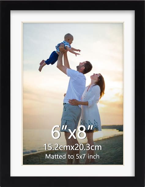 EYMPEU Black 8x6 Photo Frames, Display Pictures 7x5 with Mat or 8x6 ...