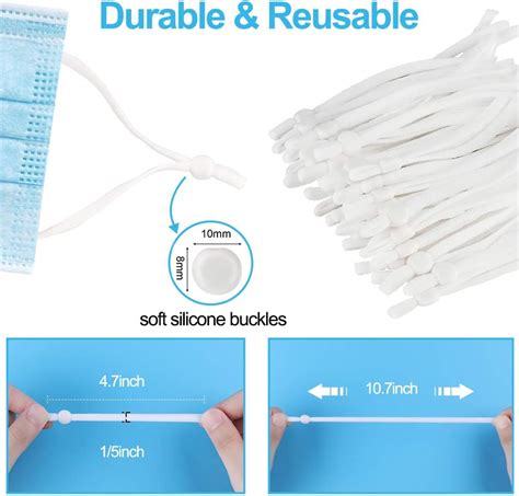 Buy WITALENT 100 PCS White Sewing Elastic Band with Cord locks Elastic ...