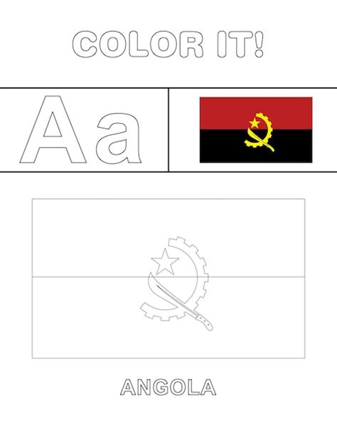 Vlag van Angola kleurplaat voor kinderen | Premium Vector