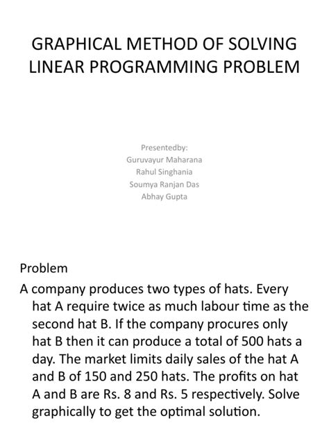Image result for Graphical Method of Solving Linear Programming