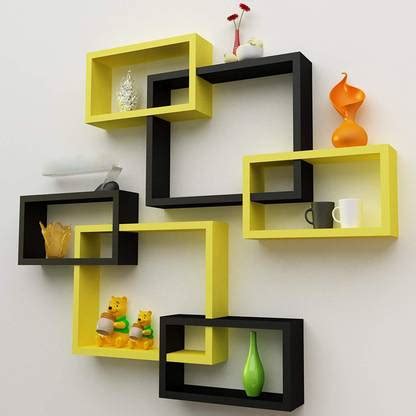 Living Home Styles interlock shelf 6 Yellow & Black MDF (Medium Density ...