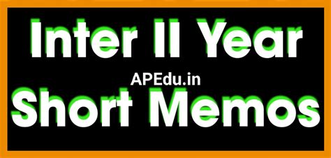 AP INTER 2nd YEAR STUDENTS SHORT MEMOS AVAIALBLE - APEdu