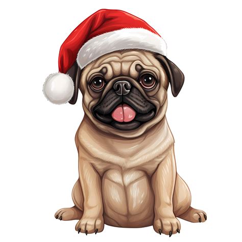 Cute Pug Dog Christmas Clipart Illustration AI Generative 30533821 PNG