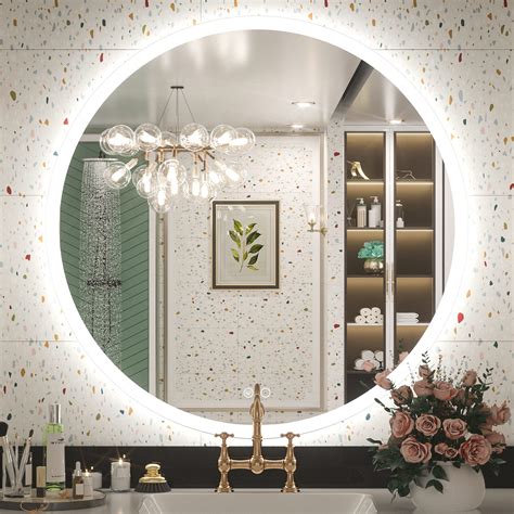 Amazon.com: Keonjinn 36 Inch LED Round Mirror for Bathroom with Lights ...