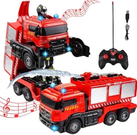 VikriDA Remote Control Fire Truck for Kids with Spray Water Pump. One ...