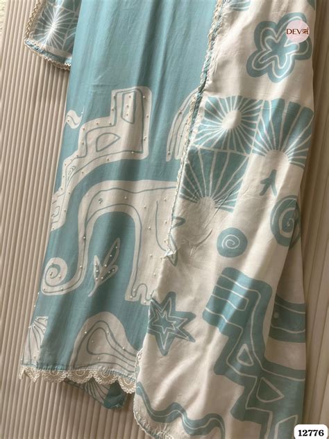 Sea Green Muslin Printed Unstitched 3-Piece Suit (Devri – D.No 12776)