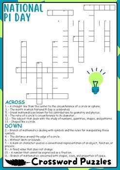 NATIONAL PI DAY Crossword Puzzles , All About PI DAY Crossword Activities