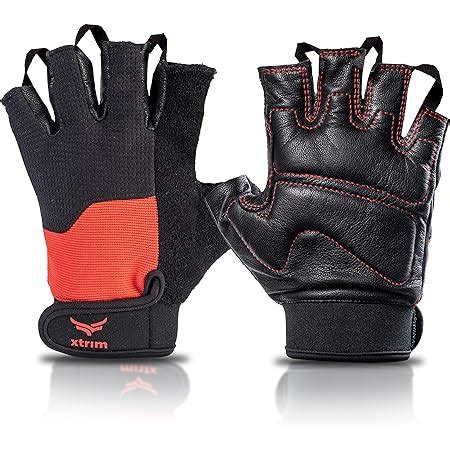 Buy XTRIM One Fit Pro Leather Gym Gloves for Men, One Size Fits All, in ...