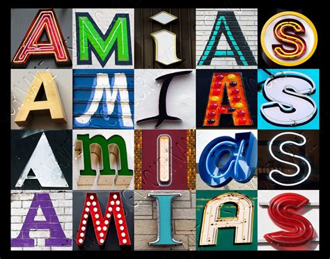 Personalized poster featuring amias in photos of alphabet letters from signs typography print ...