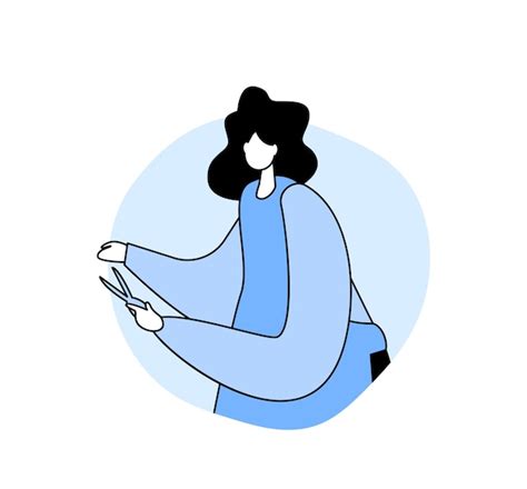 Weibliche Figur mit Schürze halten Schere Friseur oder Friseur mit ...